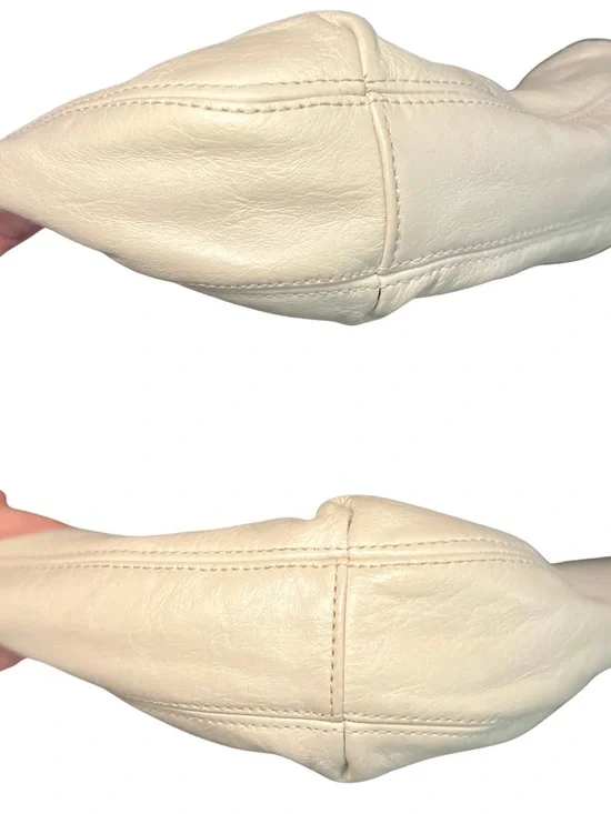 Coach Cream Leather Shoulder Bag Pink Satin Lining - Picture 4 of 8